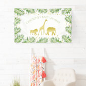 Gold Safari Dieren Tropisch Baby shower Spandoek (Insitu)