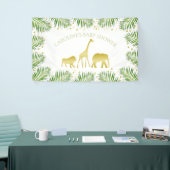 Gold Safari Dieren Tropisch Baby shower Spandoek (Beurs)