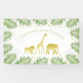 Gold Safari Dieren Tropisch Baby shower Spandoek
