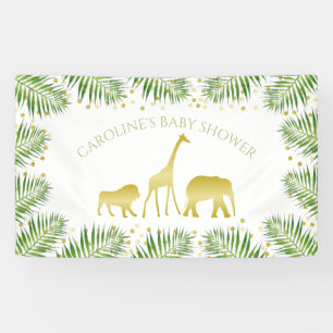 Gold Safari Dieren Tropisch Baby shower Spandoek
