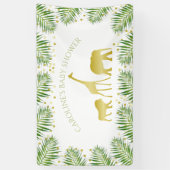Gold Safari Dieren Tropisch Baby shower Spandoek (Verticaal)