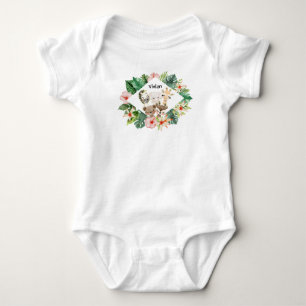 Gold Safari Friends Waterverf Floral Greenery Romper