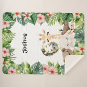 Gold Safari Friends | Waterverf Floral Greenery Sherpa Deken (Voorkant (horizontaal))