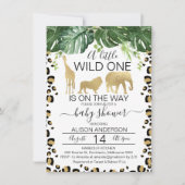 Gold Safari Leopard Skin Baby shower Invitation Kaart (Voorkant)