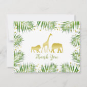 Gold Safari Oerwoud Baby shower Hartelijk dank Bedankkaart (Voorkant)