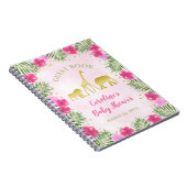 Gold Safari Pink Floral Baby Shower Guest Book Notitieboek (Rechterzijde)