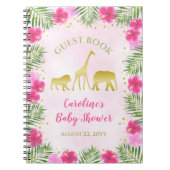 Gold Safari Pink Floral Baby Shower Guest Book Notitieboek (Voorkant)