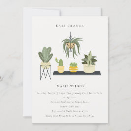Gold Saga Green Floral Wreath Baby shower Invite Kaart
