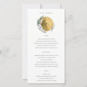 Gold Saga Green Floral Wreath Wedding Menu Kaart (Voorkant)