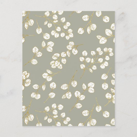 Gold Sage Green Eucalyptus Leaves Wedding Menu (Achterkant)