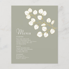 Gold Sage Green Eucalyptus Leaves Wedding Menu