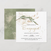 Gold Sage Green Floral Elegant Verloving (Voorkant / Achterkant)