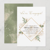 Gold Sage Green Floral Elegant Verloving (Voorkant / Achterkant)