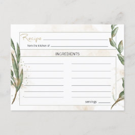 Gold Sage Green Floral Recipcard Briefkaart