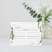 Gold Sage Green Floral Recipcard Briefkaart (Staand voorkant)