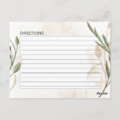 Gold Sage Green Floral Recipcard Briefkaart (Achterkant)
