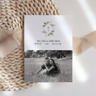 Gold Sage Green Floral voegt Afbeelding toe sparen Save The Date