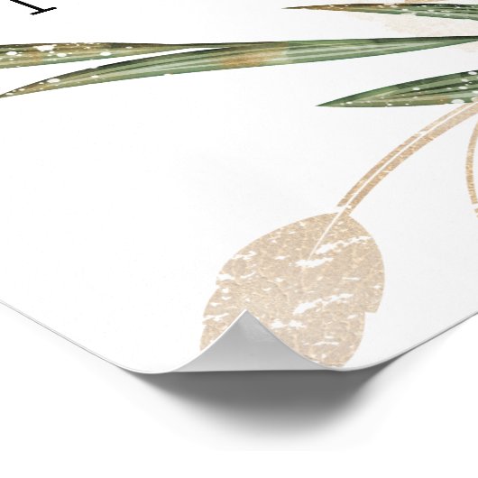 Gold Sage Green Floral Wedding Poster (Hoek)