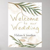 Gold Sage Green Floral Wedding Poster (Voorkant)