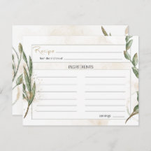 Gold Sage Green Floral Wedding Recipcard