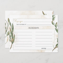 Gold Sage Green Floral Wedding Recipcard Notitiekaartje