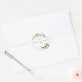 Gold Sage Green Floral Wedding Round Sticker (Envelop)