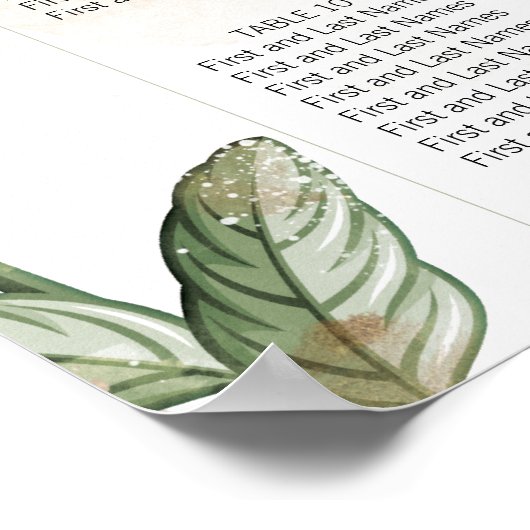 Gold Sage Green Floral Wedding Seating Chart Poster (Hoek)