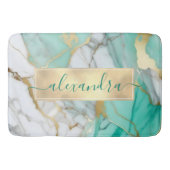Gold Sage Green Marble Modern Elegant Badmat (Voorkant)