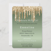 Gold Sage Green Sparkle Glitter Drips Verjaardag Kaart (Voorkant)