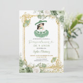 Gold Sage Groene Spaanse Meisje's 3e verjaardag Kaart (Staand voorkant)