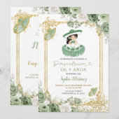 Gold Sage Groene Spaanse Meisje's 3e verjaardag Kaart (Voorkant / Achterkant)