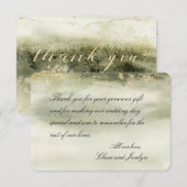 Gold & Sage Waterverf Wave Calligrafie Hartelijk d Bedankkaart (Voorkant / Achterkant)