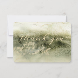 Gold & Sage Waterverf Wave Calligrafie Hartelijk d Bedankkaart