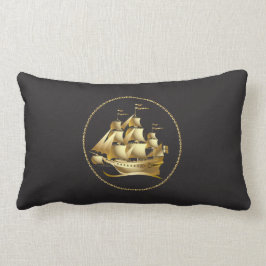Gold Sailboat Nautical Mannen Kussen