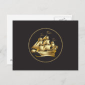 Gold Sailboot Nautical Briefkaart (Voorkant / Achterkant)