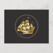 Gold Sailboot Nautical Briefkaart (Voorkant)