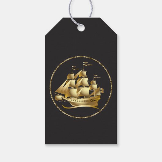 Gold Sailboot Nautical Cadeaulabel (Voorkant)