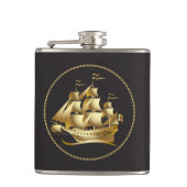 Gold Sailboot Nautical Heupfles (Voorkant)