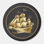 Gold Sailboot Nautical Magneet (Voorkant)