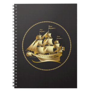 Gold Sailboot Nautical Notitieboek