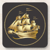Gold Sailboot Nautical Onderzetter (Voorkant)