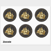 Gold Sailboot Nautical Ronde Sticker (Vel)