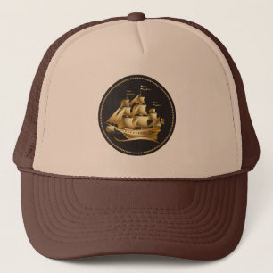 Gold Sailboot Nautical Trucker Pet
