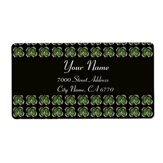 Gold Saint Patrick Shamrock Jewel en Pearls Black Etiket (Voorkant)