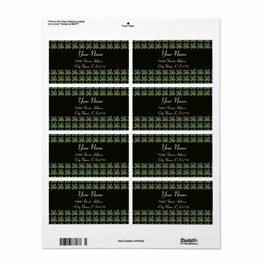 Gold Saint Patrick Shamrock Jewel en Pearls Black Etiket (Full Sheet)