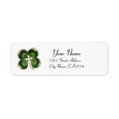 Gold Saint Patrick Shamrock Jewel en Pearls White Etiket (Voorkant)