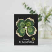 Gold Saint Patrick Shamrock Jewel met Pearls Briefkaart (Staand voorkant)