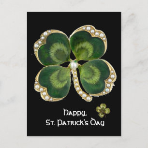 Gold Saint Patrick Shamrock Jewel met Pearls Briefkaart