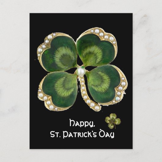Gold Saint Patrick Shamrock Jewel met Pearls Briefkaart (Voorkant)