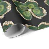 Gold Saint Patrick Shamrock Jewel met Pearls Cadeaupapier (Rol Hoek)